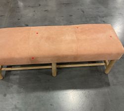 Open Box: Clyde Leather Bench - Keystone  Blush, Seadrift Legs
