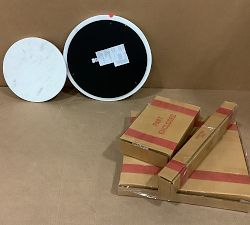 Open Box: Delaney Round Marble Nesting End Tables, Set of 2 - Bronze