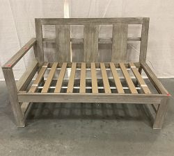 Open Box: Build Your Own - Indio Eucalyptus Outdoor Sectional Components, Left-Arm Loveseat Frame - Weathered Gray
