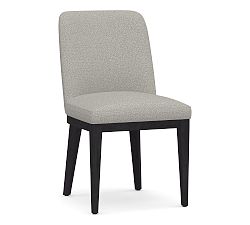 Open Box: Layton Upholstered Side Dining Chair - Performance Boucle Pebble, Blacked Oak Legs