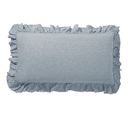 Open Box: Belgian Flax Linen Fringe Ruffle Sham, King, Set of 2 - Chambray