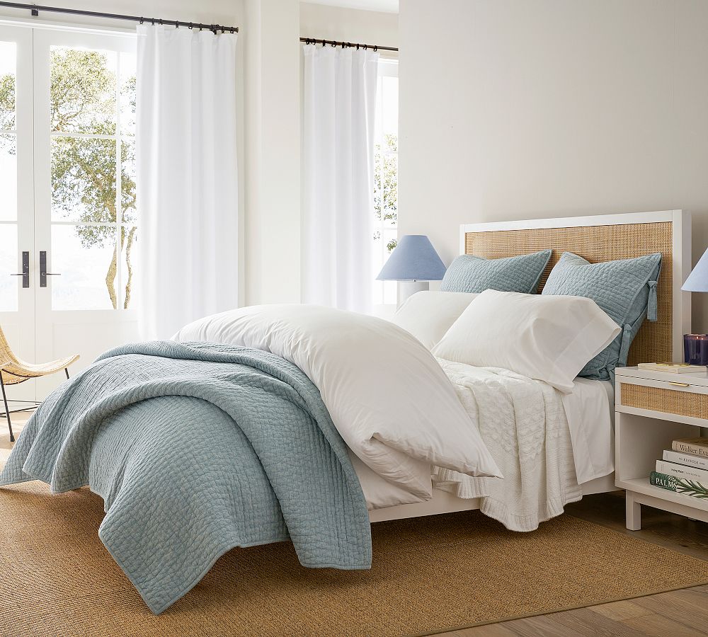 Pick-Stitch Handcrafted Cotton Linen Quilt