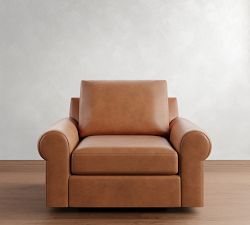 Big Sur Roll Arm Leather Swivel Chair