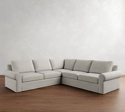 Big Sur Roll Arm Slipcovered 3-Piece L-Shaped Sectional (115&quot;)