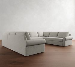 Big Sur Roll Arm Slipcovered U-Shaped Sectional (145&quot;&ndash;178&quot;)