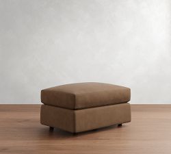 Carmel Slim Arm Leather Sectional Ottoman