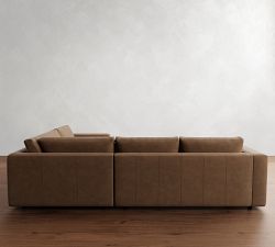 Carmel Wide Arm Leather 3-Piece Wedge Sectional (122")