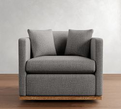 Ayden Barrel Arm Wood Base Swivel Chair