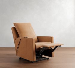 Ayden Square Arm Leather Power Lift Recliner with Massage &amp; Heat