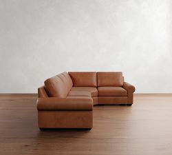 Big Sur Roll Arm Leather 3-Piece Wedge Sectional (123")