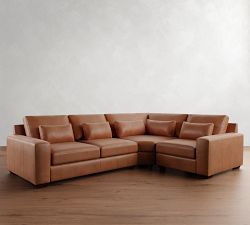 Big Sur Square Arm Deep Seat Leather 3-Piece-Wedge Sectional (129")