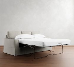 PB Comfort Square Arm Slipcovered Sleeper Sofa with Memory Foam Mattress (74"&ndash;87")