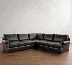 Townsend Roll Arm Leather 3-Piece L-Shaped Sectional (114&quot;)