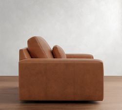 Big Sur Square Arm Deep Seat Leather Swivel Chair