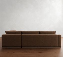 Carmel Wide Arm Leather Wood Base Return Bumper Sectional (113"&ndash;125")