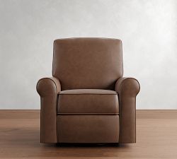 PB Comfort Roll Arm Leather Power Swivel Glider Recliner