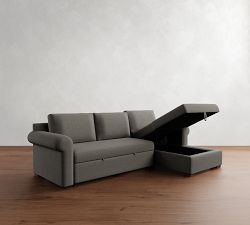 Shasta Roll Arm Trundle Chaise Sleeper Sectional (102")