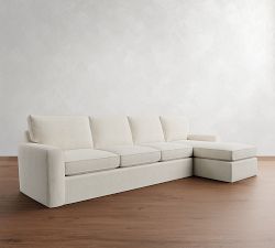 Pearce Square Arm Slipcovered Chaise Sectional (101"&ndash;141")