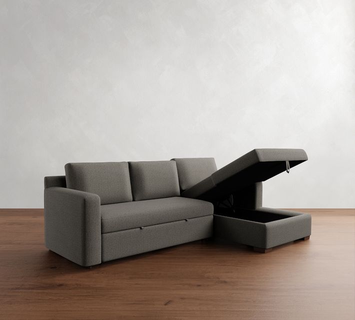 Shasta Square Arm Trundle Chaise Sleeper Sectional Storage