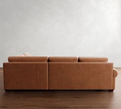 Big Sur Roll Arm Deep Seat Leather 3-Piece Bumper Sectional (122")