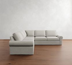 Big Sur Roll Arm Slipcovered 3-Piece L-Shaped Sectional (115&quot;)