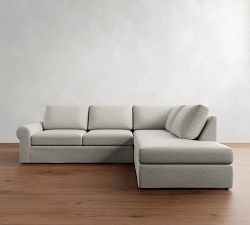 Big Sur Roll Arm Slipcovered Return Bumper Sectional (166&quot;&ndash;198&quot;)