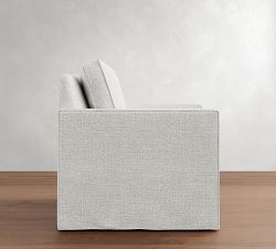 Cameron Square Arm Slipcovered Swivel Chair