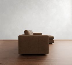 Carmel Wide Arm Leather Chaise Sectional (112&quot;&ndash;134&quot;)