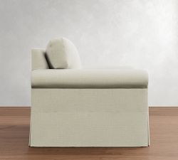 York Roll Arm Slipcovered Swivel Chair