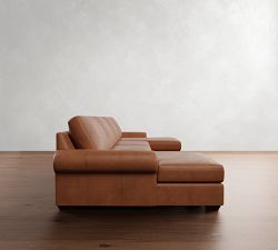 Big Sur Roll Arm Leather Double Chaise Sectional (146&quot;&ndash;198&quot;)