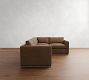 Carmel Slim Arm Leather Wood Base 3-Piece Sectional (110")