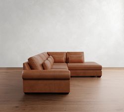 Big Sur Roll Arm Deep Seat Leather 3-Piece Bumper Sectional (122")