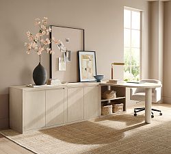 Cayman Peninsula Desk with Low Bookcase Suite (108&quot; x 66&quot;)