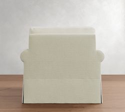 York Roll Arm Slipcovered Swivel Chair