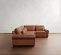 Big Sur Roll Arm Deep Seat Leather 3-Piece Wedge Sectional (130")