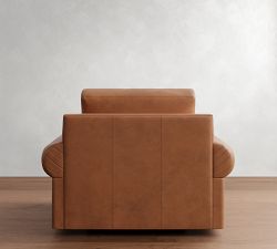 Big Sur Roll Arm Leather Swivel Chair