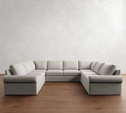 Big Sur Roll Arm Slipcovered U-Shaped Sectional (145&quot;&ndash;178&quot;)