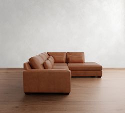 Big Sur Square Arm Deep Seat Leather 3-Piece Bumper Sectional (121")