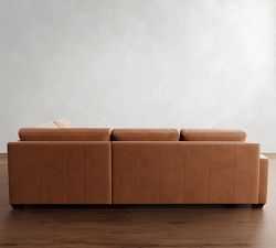 Big Sur Square Arm Deep Seat Leather 3-Piece Bumper Sectional (121")