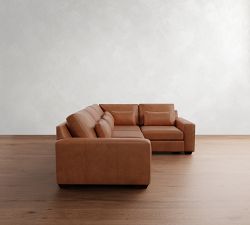 Big Sur Square Arm Deep Seat Leather 3-Piece Sectional (121&quot;)