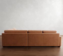 Big Sur Square Arm Deep Seat Leather 3-Piece-Wedge Sectional (129")