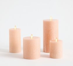 Premium Flickering Flameless Wax Pillar Candle - Salt Washed