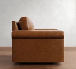 York Roll Arm Leather Swivel Chair