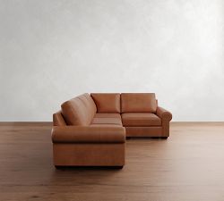 Pottery Barn Big Sur Roll Arm Leather Sectional - Thumbnail 4
