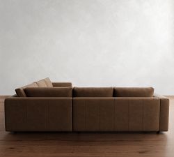 Carmel Wide Arm Leather 3-Piece L-Shaped Wedge Sectional (122")