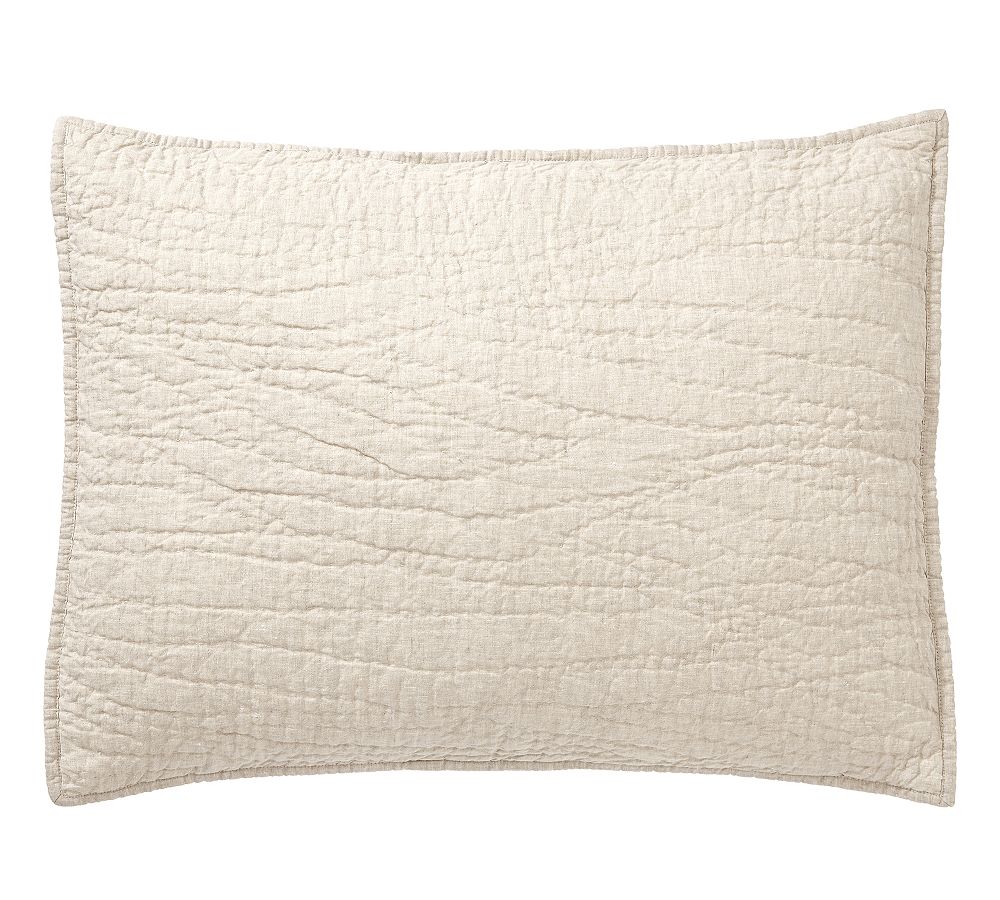 Belgian Flax Linen Handcrafted Quilted Sham - Flax, Standard, Set of 2