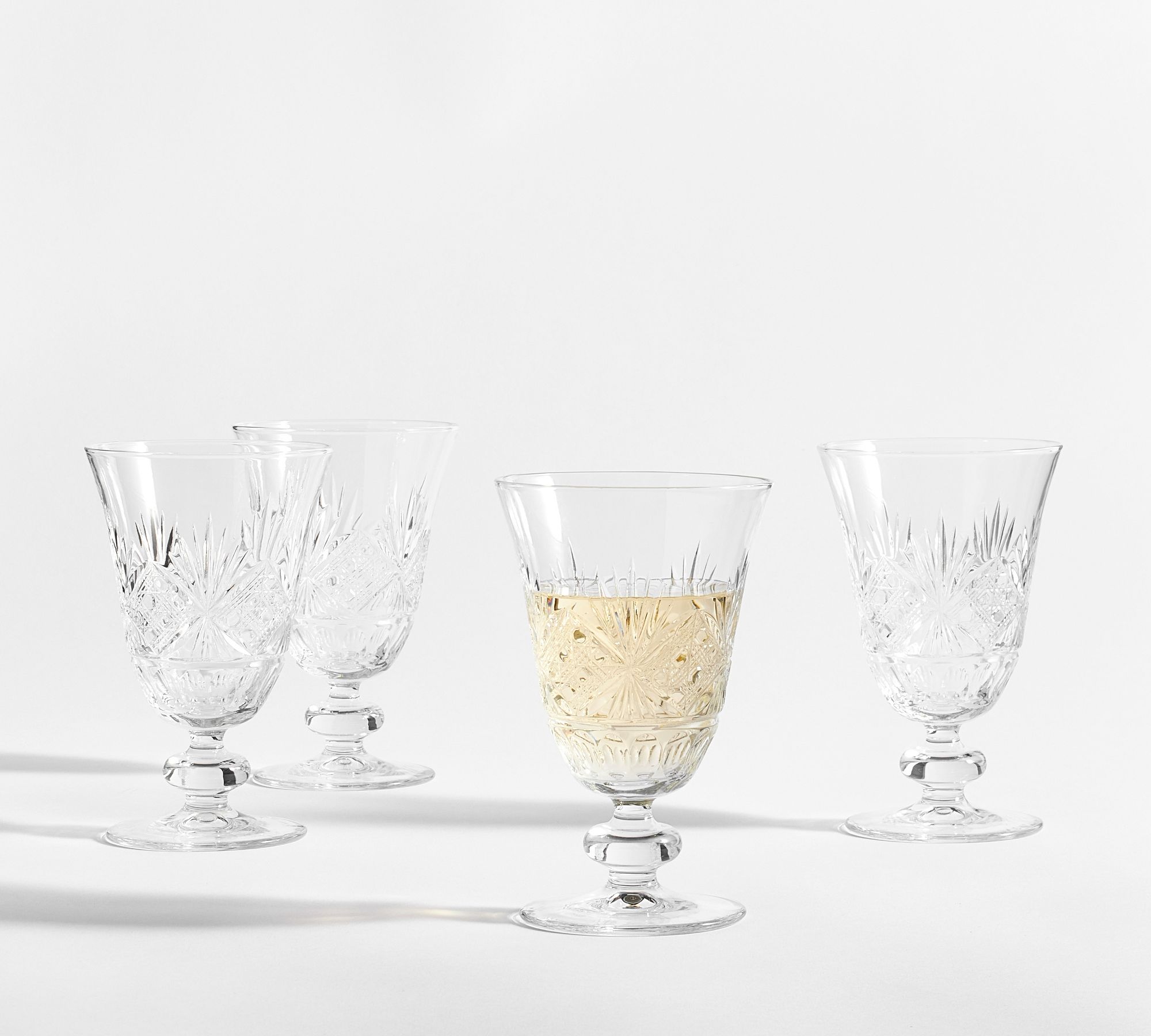 Antique Cut Glass Goblets - Set of 4 - Set of 4 - Clear