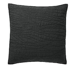 Open Box: Belgian Flax Linen Handcrafted Quilted Sham, Euro - Set of 3 - Ebony
