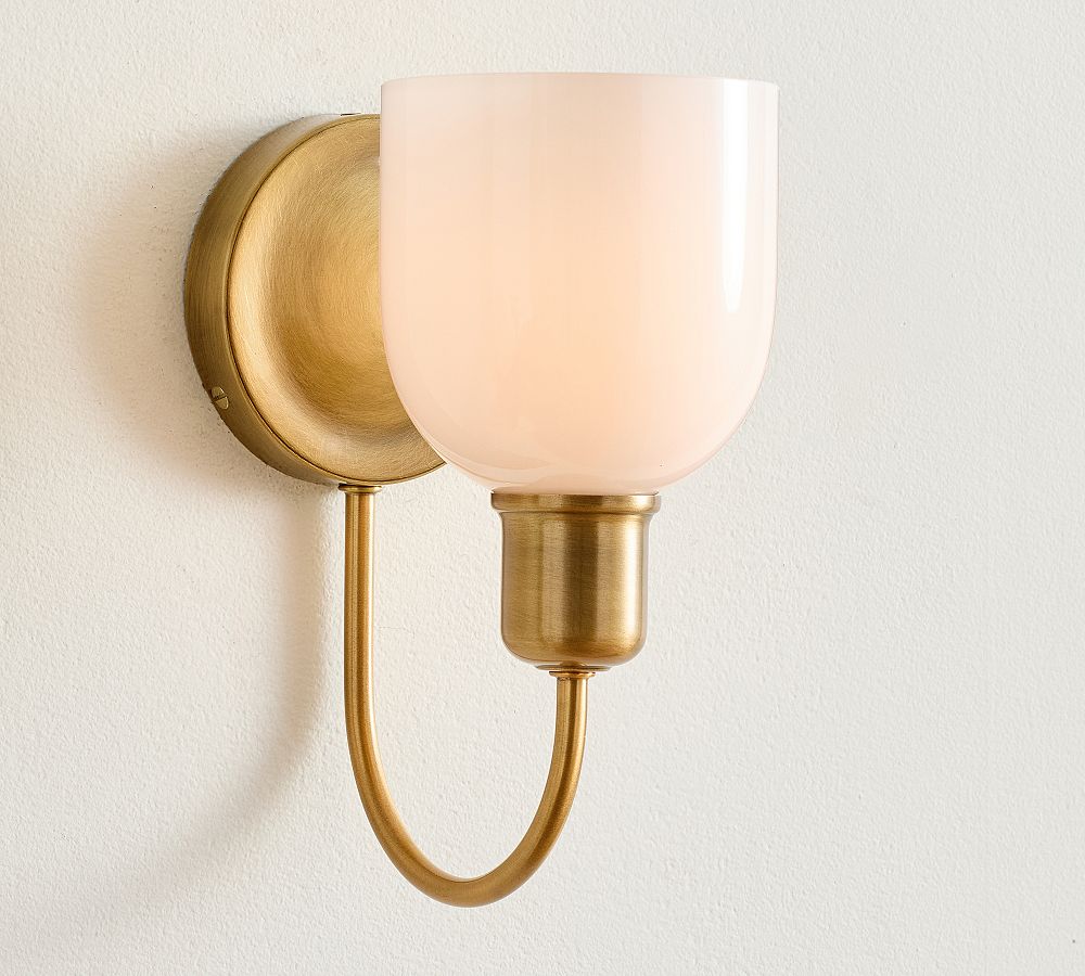 Holmes Milk Glass Sconce (10") - Vintage Brass