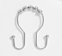 Double Hook Shower Curtain Rings, Chrome, 72", Set of 12